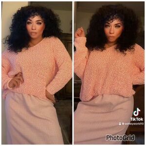 Soft Pink and Cream Knit Sweater- Bx90825